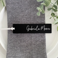 Personalised Slim design modern luggage tags weddings favours. In colurs green, pink, latte, beige. These make perfect cheap wedding favour and place cards. 