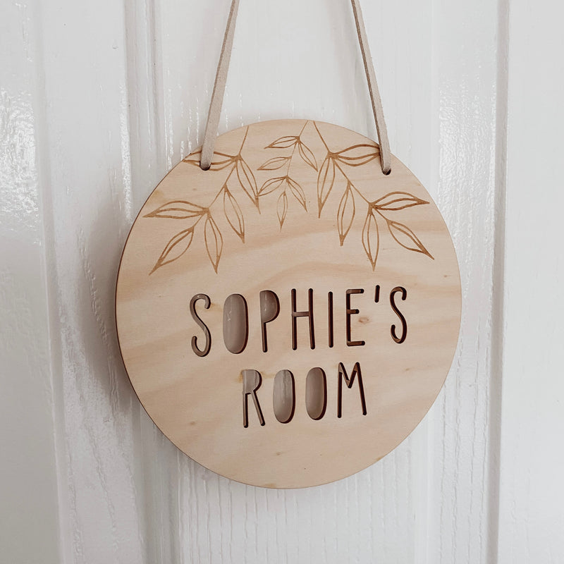 kids personalised hanging wooden sign plaque boho