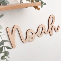 Personalised wooden script wall name plaques