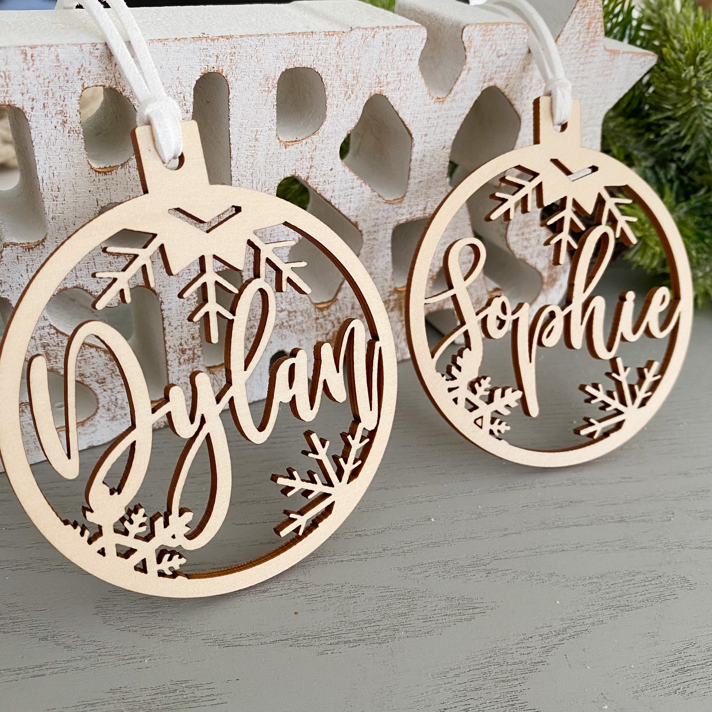 Name ornaments clearance