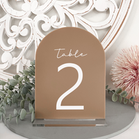 cappuccino arch acrylic wedding table number