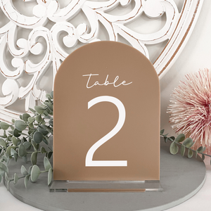 cappuccino arch acrylic wedding table number