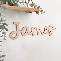 Personalised wooden script wall name plaques