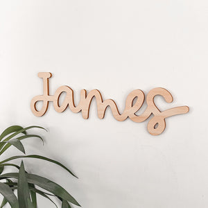 Personalised wooden script wall name plaques