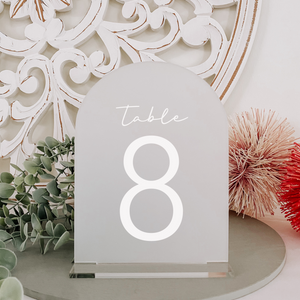 Frosted arch acrylic wedding table number