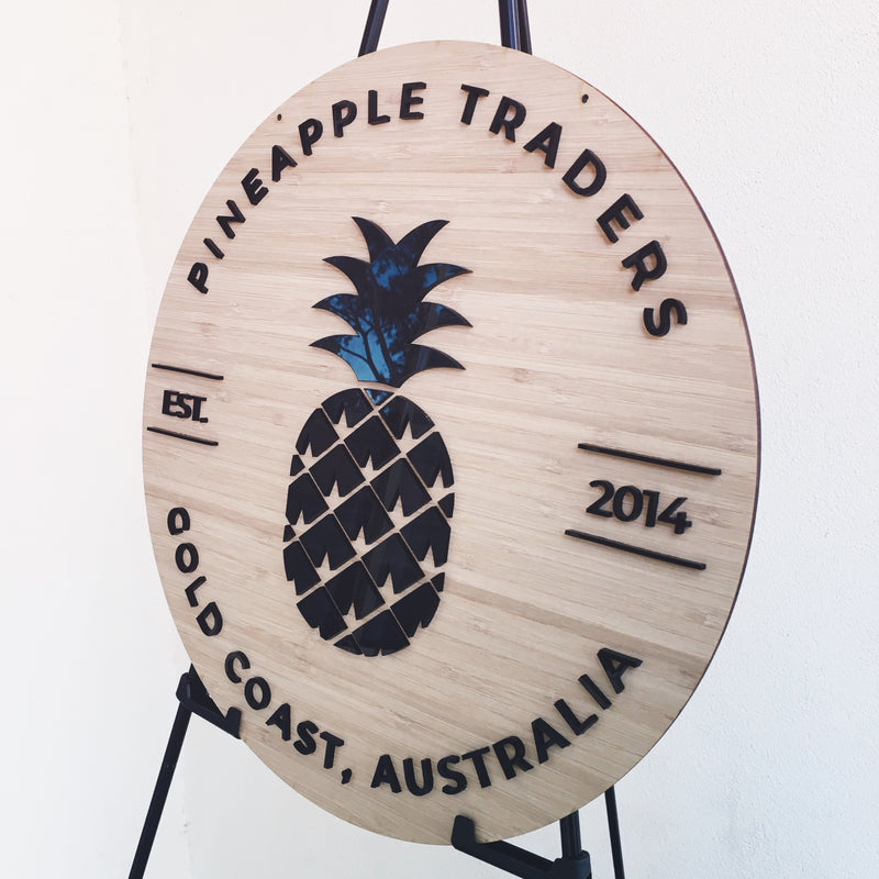 Round Wood Bamboo Custom made logo 3D business sign