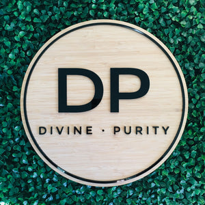 Round wooden Logo sign woth Black acrylic
