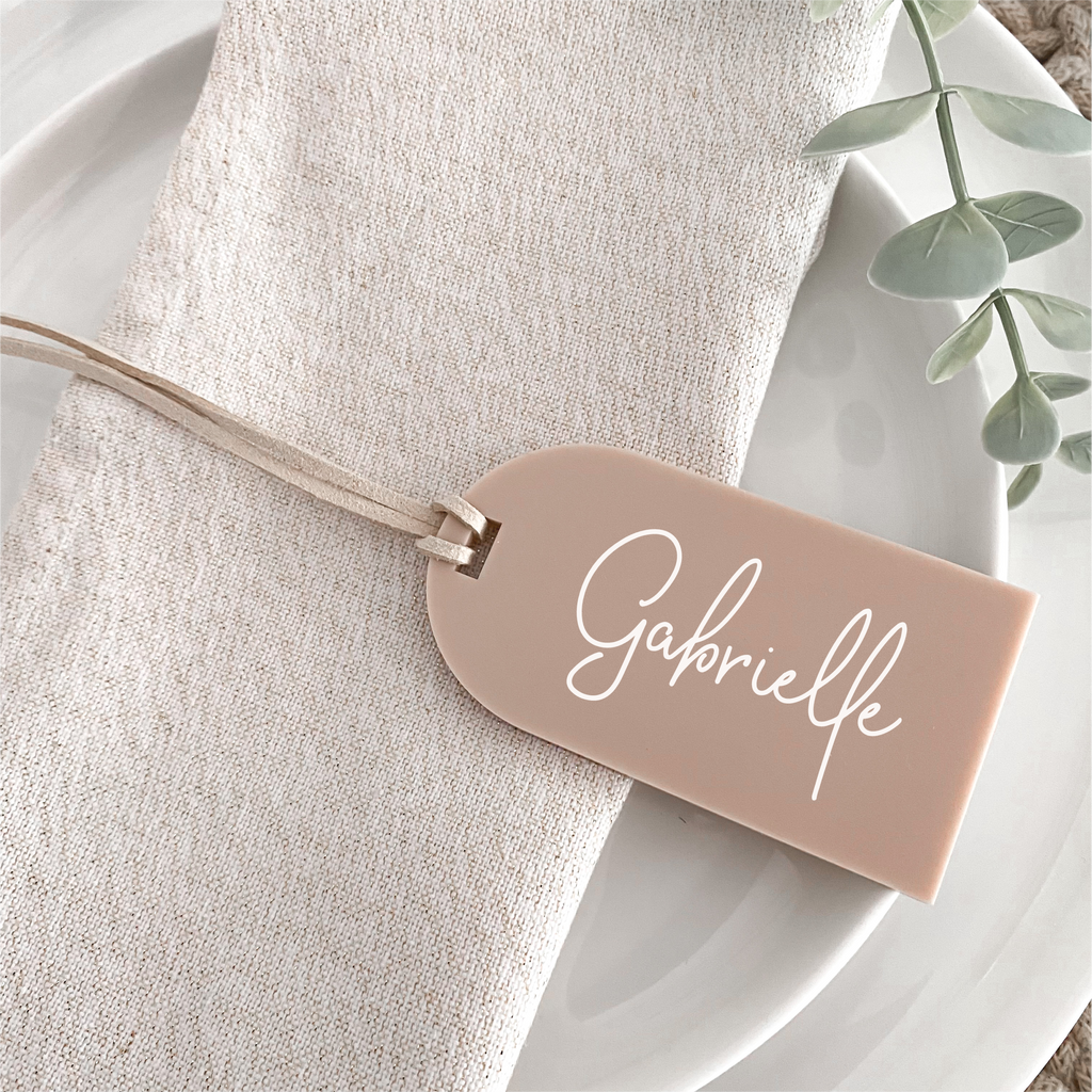 Luggage tag wedding favour place cards