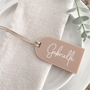 Luggage tag wedding favour place cards