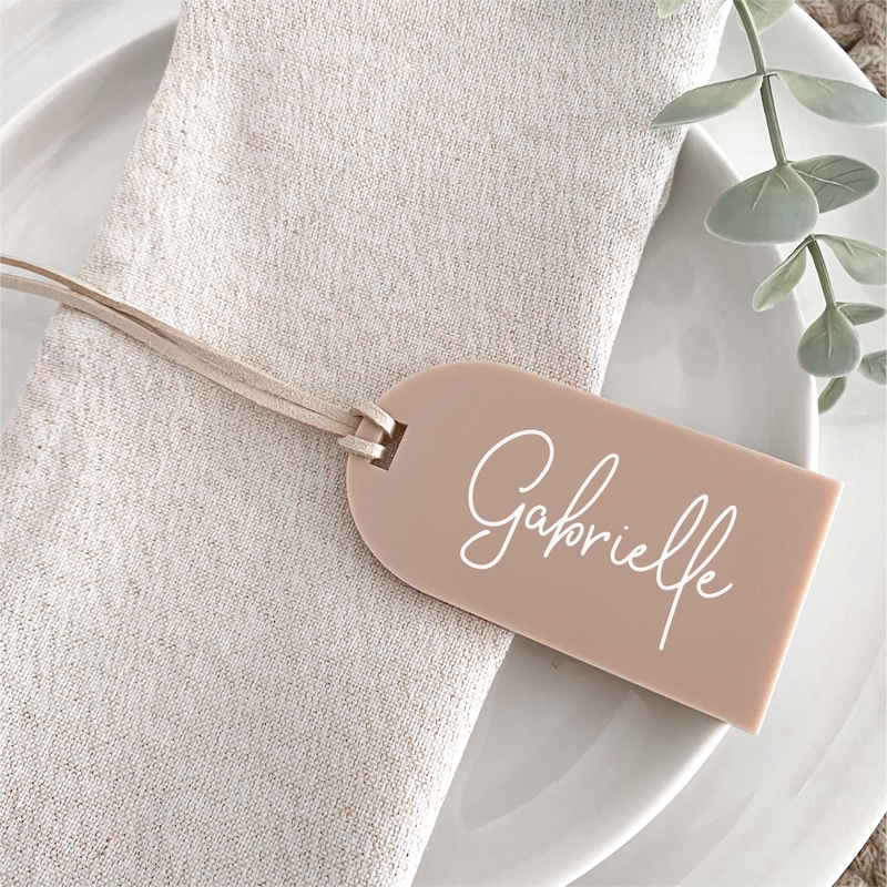 Luggage tag wedding favour place cards