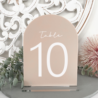 Latte arch acrylic wedding table number