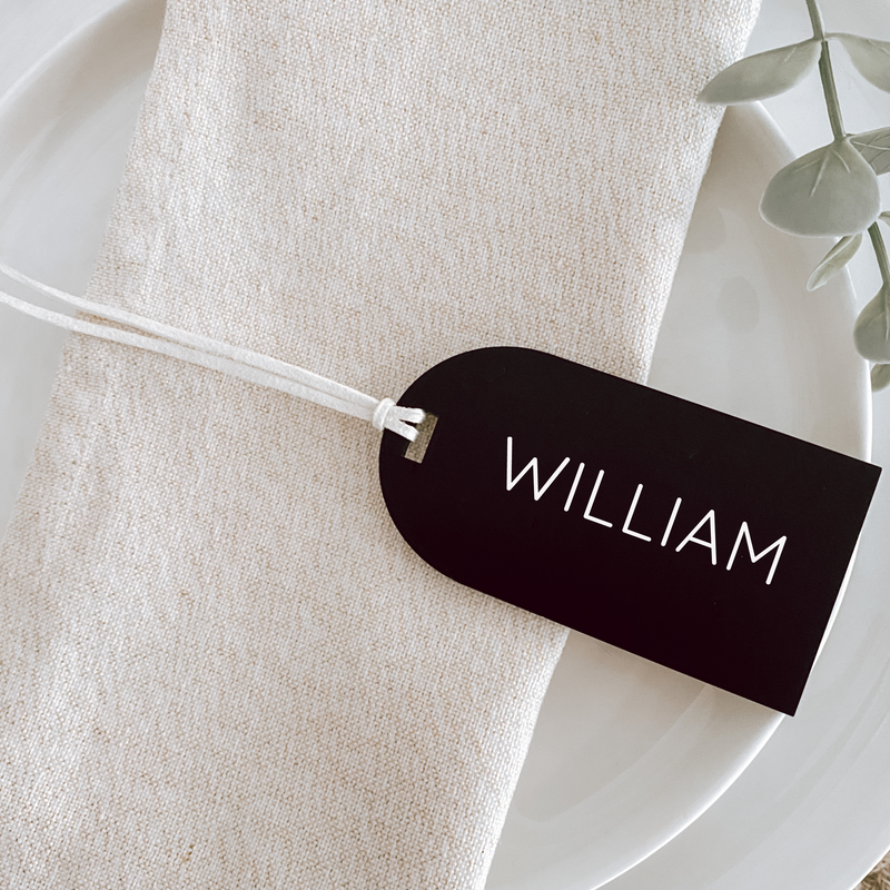 Script Name personalised Luggage tag wedding favours