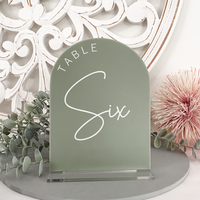 Arch acrylic modern table number frosted black white green blush beige