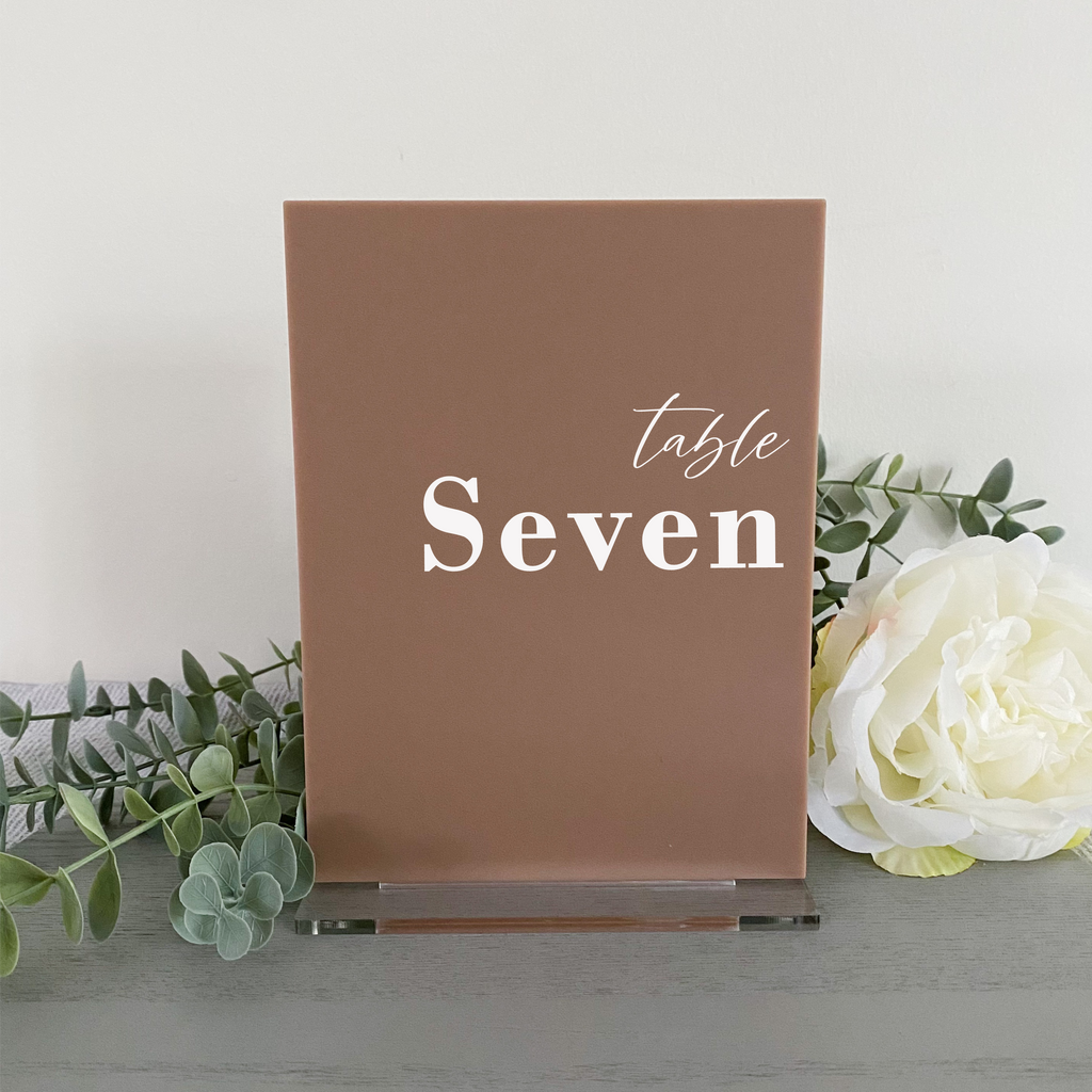 Rectangle acrylic table number modern beige pink green olive sage boho classic wedding style table decorations