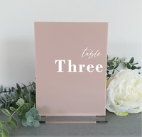 Rectangle acrylic table number modern beige pink green olive sage boho classic wedding style table decorations