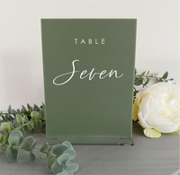 Rectangle acrylic table number modern beige pink green olive sage boho classic wedding style table decorations
