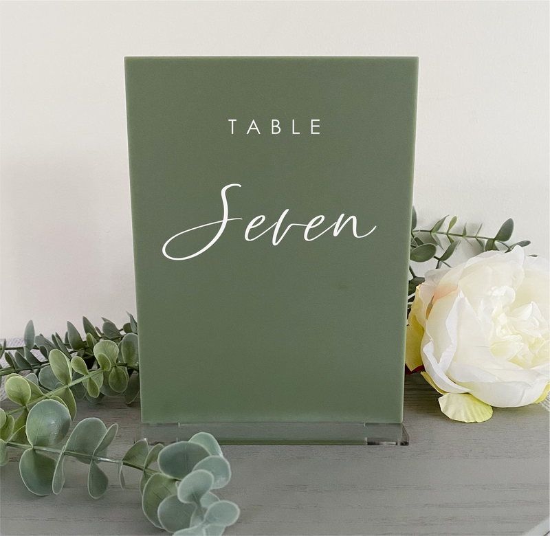 Rectangle acrylic table number modern beige pink green olive sage boho classic wedding style table decorations
