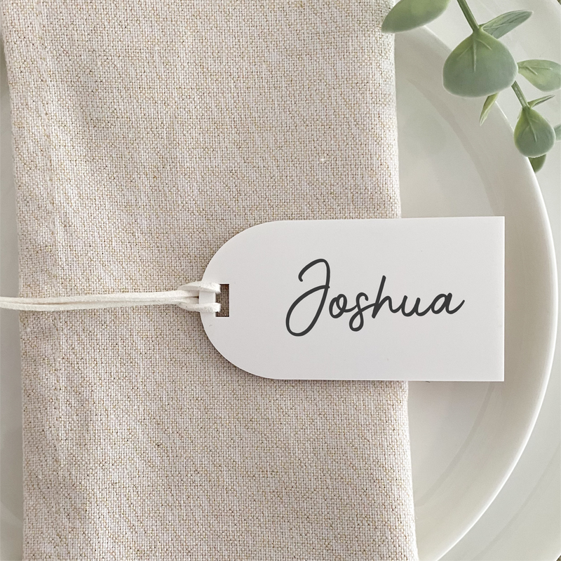 Personalised wedding arch acrylic tags for wedding favours