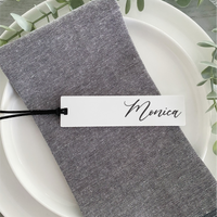 Personalised Slim design modern luggage tags weddings favours. In colurs green, pink, latte, beige. These make perfect cheap wedding favour and place cards. 