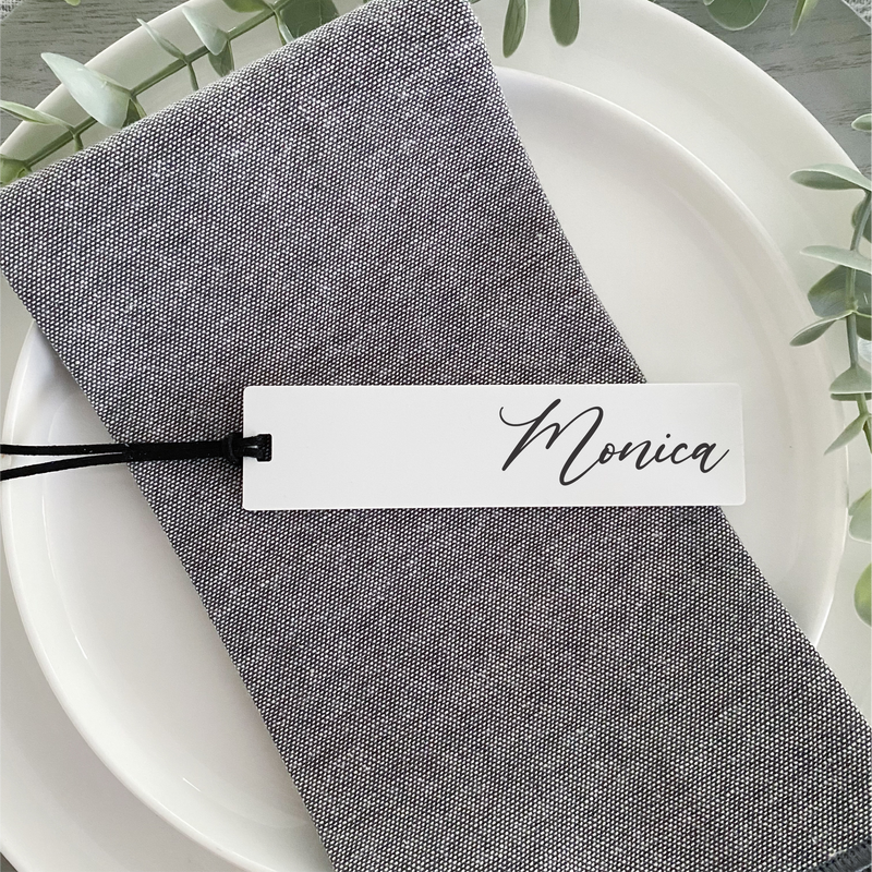 Personalised Slim design modern luggage tags weddings favours. In colurs green, pink, latte, beige. These make perfect cheap wedding favour and place cards. 