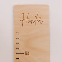 Kids wooden personalised name growth chart height ruler. Boho wooden nursery kids room decor.