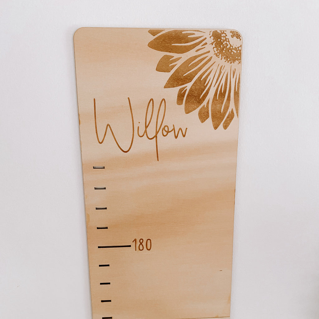 Kids wooden personalised name growth chart height ruler. Boho wooden nursery kids room decor.