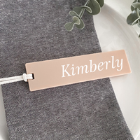 Arch Acrylic Luggage tags used for wedding favours and name cards place settings for wedding tables