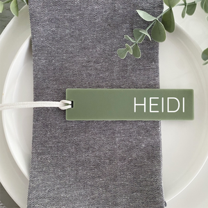 Arch Acrylic Luggage tags used for wedding favours and name cards place settings for wedding tables