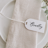 Arch Acrylic Luggage tags used for wedding favours and name cards place settings for wedding tables