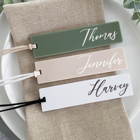 Personalised Slim design modern luggage tags weddings favours. In colurs green, pink, latte, beige. These make perfect cheap wedding favour and place cards. 